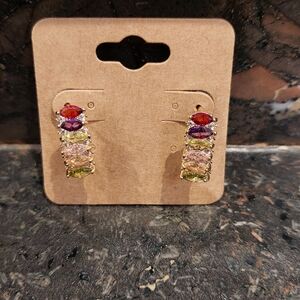 18k Gold Plated Multicolor Gemstone Earrings